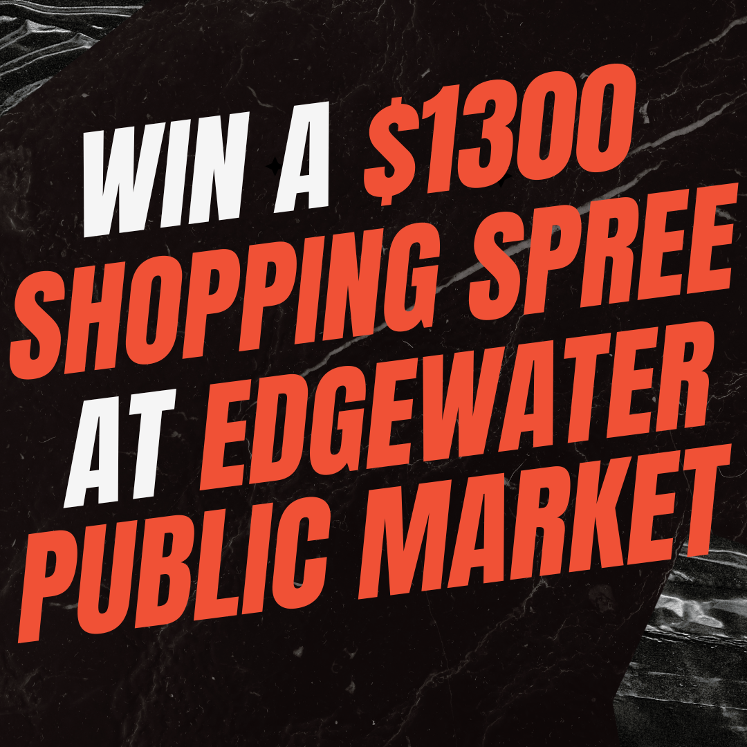 a promo for a $1300 shopping spree at Edgewater Public Market on Small Business Saturday